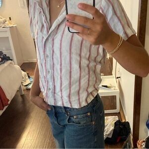 Striped Button-Up Women's Top